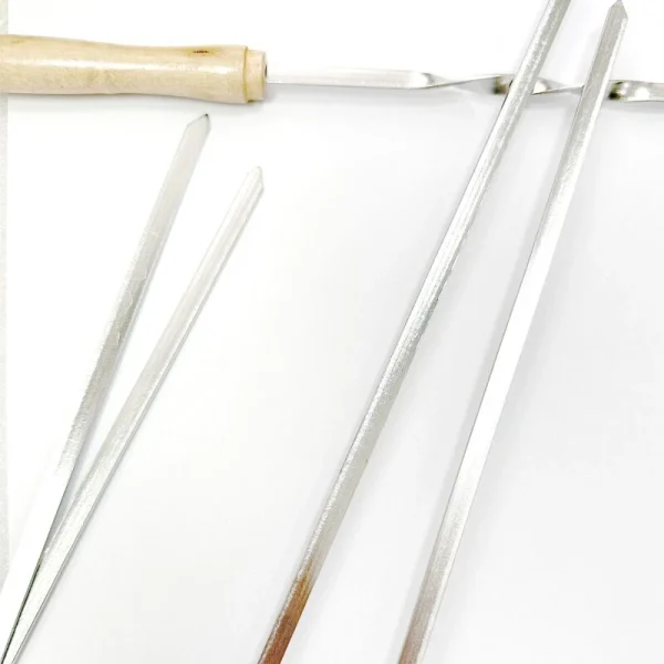 6pcs BBQ Kebab Skewers 46cm – Twisted Metal Sticks with Wooden Handle for Grilling - Image 4