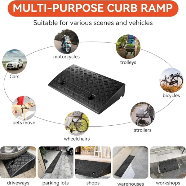 2x Kerb Ramps for Car & Wheelchair – Heavy Duty PP Access Ramp for Driveway & Garage - Image 4