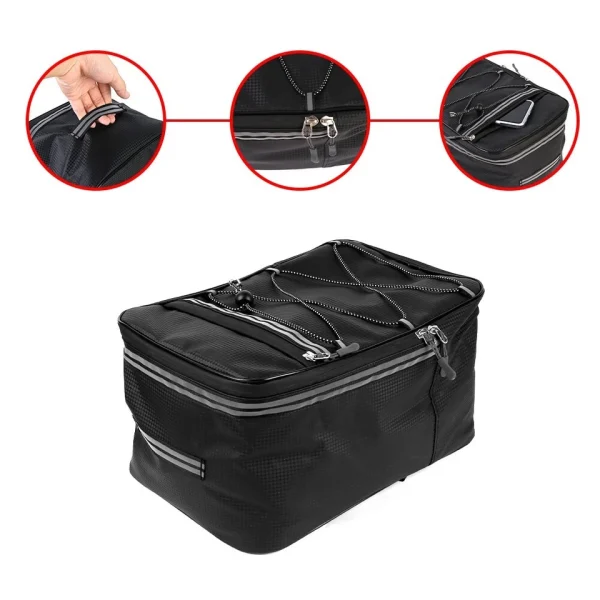 Cycling Reflective Rear Seat Bag – Waterproof Rack Pack with Rain Cover & 15L Storage - Image 9