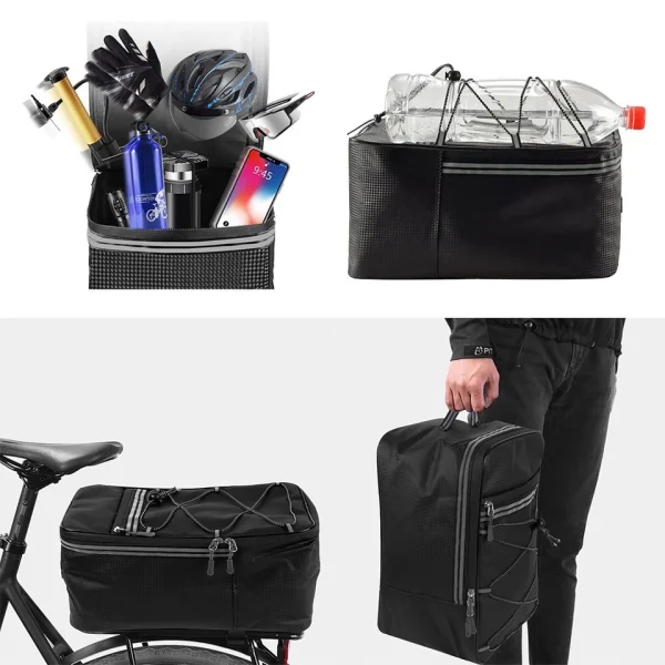 Cycling Reflective Rear Seat Bag – Waterproof Rack Pack with Rain Cover & 15L Storage - Image 11