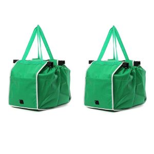 Set of 2 Foldable Reusable Shopping Bags – Cloth Trolley Bags for Car Boot & Supermarket