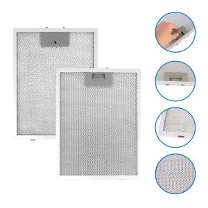 2-Pack Aluminium Cooker Hood Grease Filters – Universal Metal Mesh Replacement 319x260mm