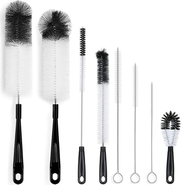 8-Piece Bottle Cleaning Brush Set – Long, Flexible Brushes for Bottles, Straws & Lids