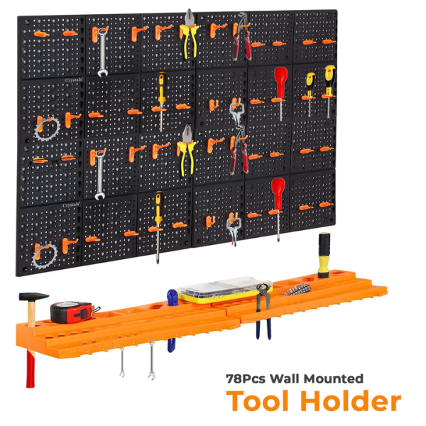 Wall-Mount Tool Organizer – 78-Piece Lightweight & Durable Storage Rack System