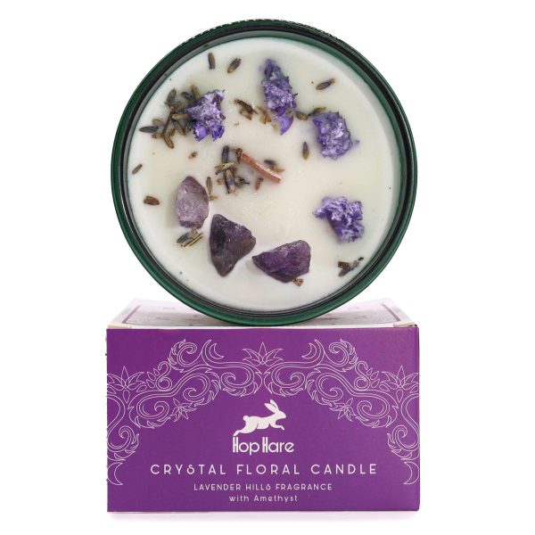 Hop Hare Crystal Magic Flower Candle – 22hr Burn with Tarot Card & Gemstone (Rose, Lavender & More) - Image 4
