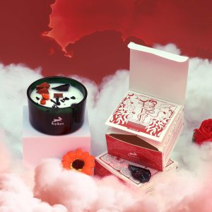 Hop Hare Crystal Magic Flower Candle – 22hr Burn with Tarot Card & Gemstone (Rose, Lavender & More)