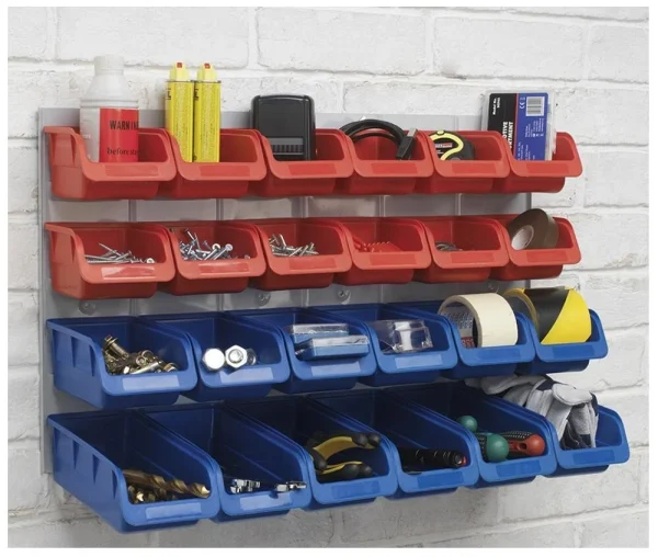 Wall-Mounted Workshop Storage Kit with Multi-Size Bins – Versatile Organizer