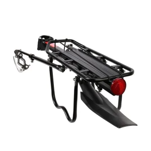 Aluminium Bicycle Rear Pannier Rack – Adjustable with Mud Guard & Safety Reflector