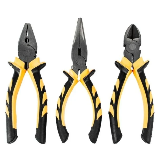 Set of 3 Pliers Soft Grip Tempered Carbon Steel for Precision & Durability