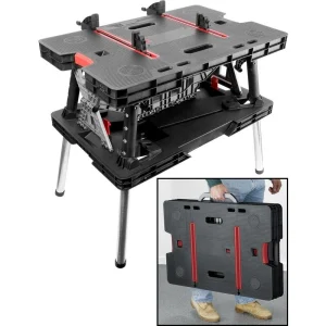 Collapsible Folding Work Table with Universal T-Rails Lightweight, Easy Assembly