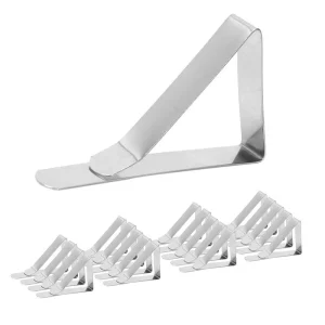 20x Stainless Steel Tablecloth Clips – Windproof Picnic & Outdoor Cover Holders, Silver