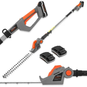 Long Reach Cordless Hedge Trimmer 18V/20V-Max Lithium-Ion, 2.4m, 2 Batteries