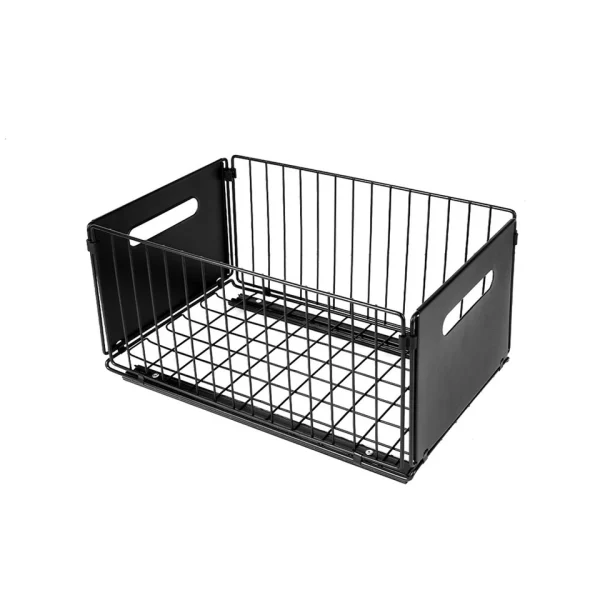 Cabinet Rack 2x Drawer Organizer Pull-Out Slide Tray Shelves for Kitchen – Black - Image 14