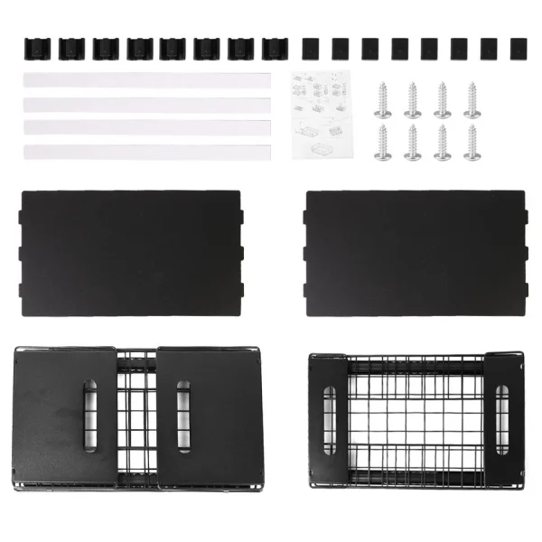 Cabinet Rack 2x Drawer Organizer Pull-Out Slide Tray Shelves for Kitchen – Black - Image 4
