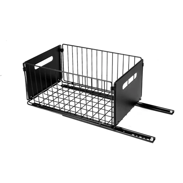 Cabinet Rack 2x Drawer Organizer Pull-Out Slide Tray Shelves for Kitchen – Black - Image 12