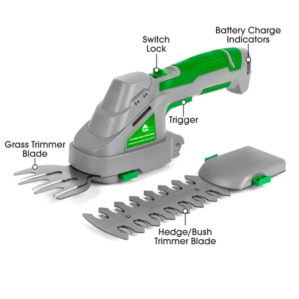 Hedge Trimmer & Grass Cutter Cordless 2-in-1 - 3.6V Rechargeable Handheld - Image 5