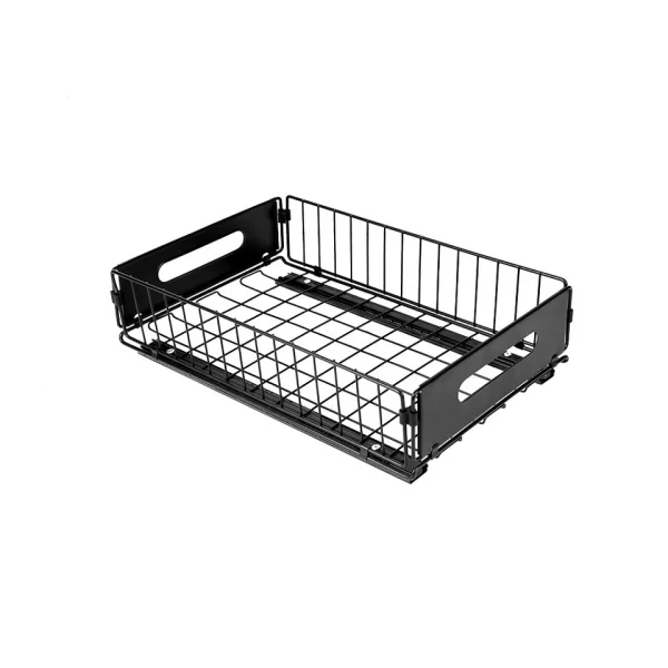 Cabinet Rack 2x Drawer Organizer Pull-Out Slide Tray Shelves for Kitchen – Black - Image 11