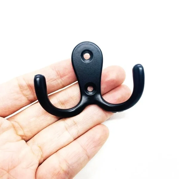 10-Pack Black Coat Hooks Wall Mounted Double Hooks with Mounting Screws - Image 3