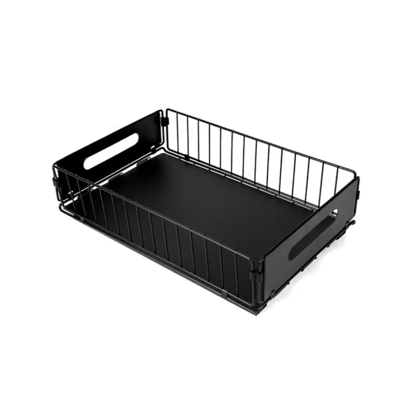 Cabinet Rack 2x Drawer Organizer Pull-Out Slide Tray Shelves for Kitchen – Black - Image 10