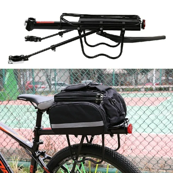 Aluminium Bicycle Rear Pannier Rack – Adjustable with Mud Guard & Safety Reflector - Image 3