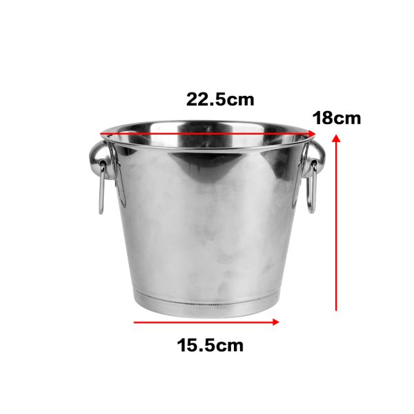 Ice Bucket Wine Cooler with Handles 5L Stainless Steel - Image 3