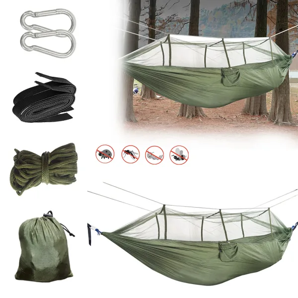 Camping Hammock Double Person with Mosquito Net Lightweight - Image 9