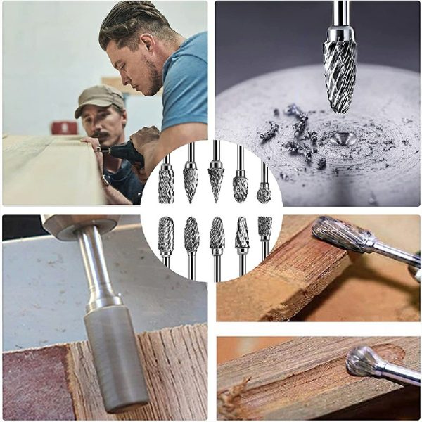 Rotary Burr Bit Tungsten Carbide Point Die Grinder Shank Carving Set Tool x 10 - Image 10