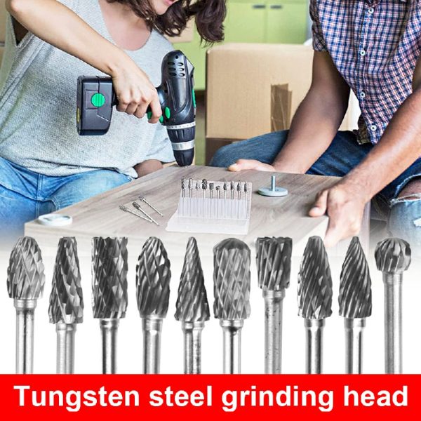 Rotary Burr Bit Tungsten Carbide Point Die Grinder Shank Carving Set Tool x 10 - Image 4