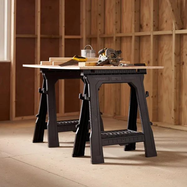 Stanley Folding Workbench Sawhorse Lightweight 2 Versions with Anti-Slip Feet - Image 4